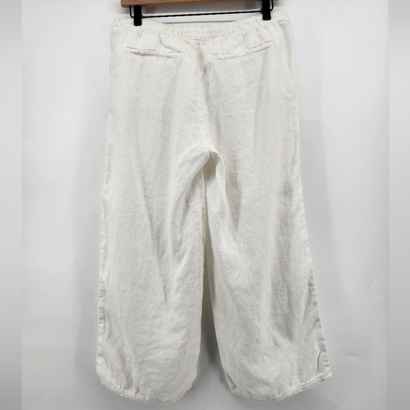 Garnet Hill White Cropped 100% Linen Pants Size 8 - Picture 2 of 12